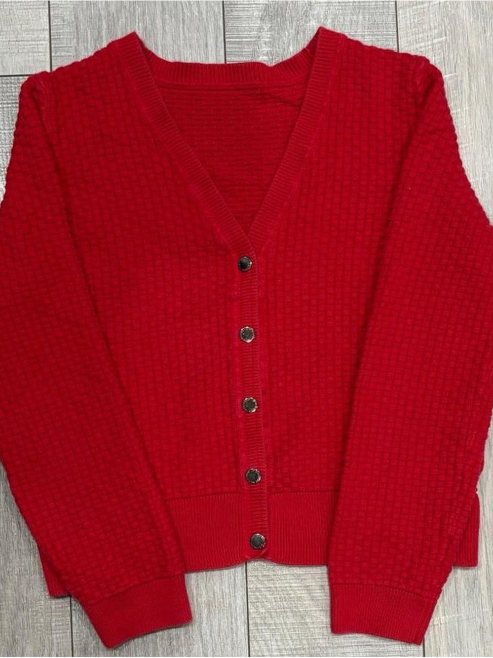 Liz Claiborne Bright Red V-Neck Button Front Cardigan